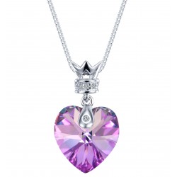 Monemel Purple Swarovski Heart Shape silver Necklace